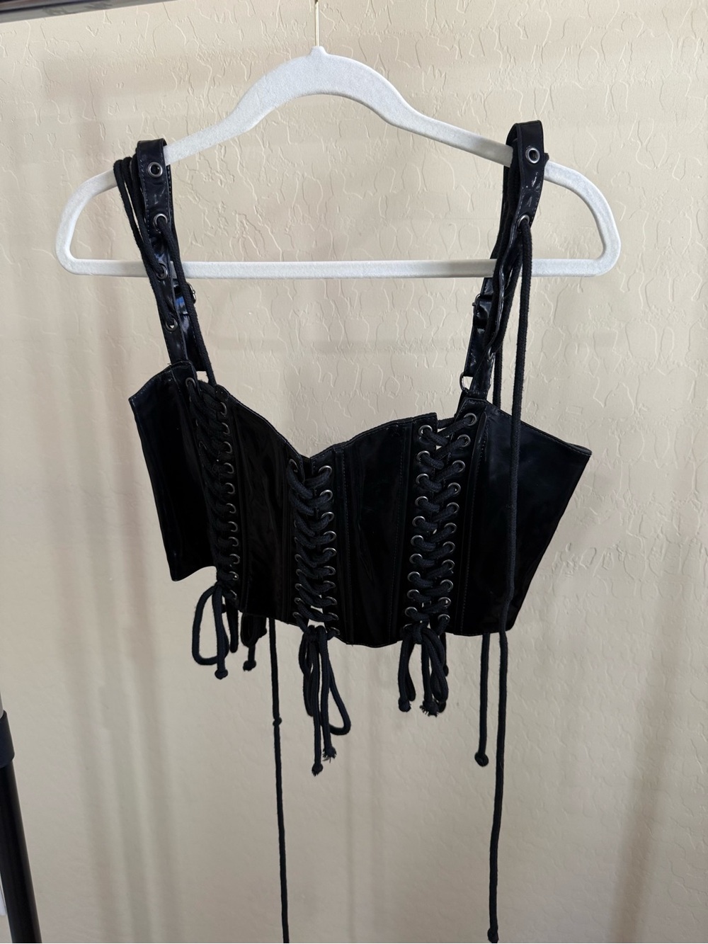 Dolls Kill Black Lace-Up Corset Crop Top
